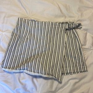 Striped shorts with skirt wrap